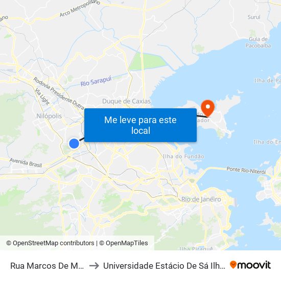 Rua Marcos De Macedo, 795 to Universidade Estácio De Sá Ilha Do Governador map