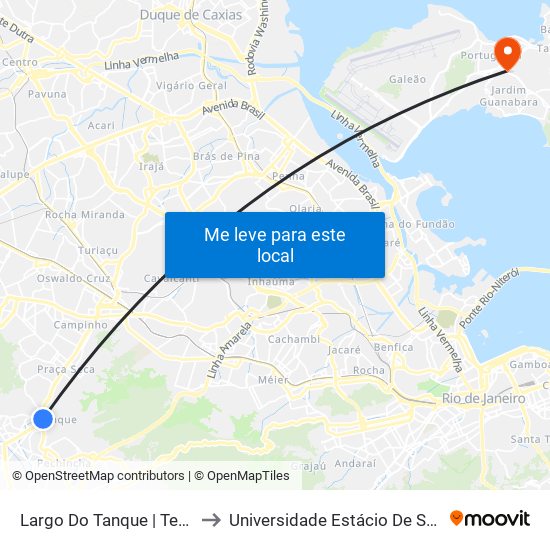 Largo Do Tanque | Terminal Do Tanque to Universidade Estácio De Sá Ilha Do Governador map