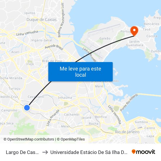 Largo De Cascadura to Universidade Estácio De Sá Ilha Do Governador map