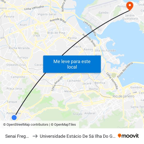 Senai Freguesia to Universidade Estácio De Sá Ilha Do Governador map