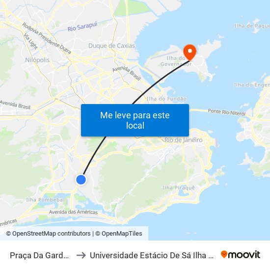 Praça Da Gardênia Azul to Universidade Estácio De Sá Ilha Do Governador map