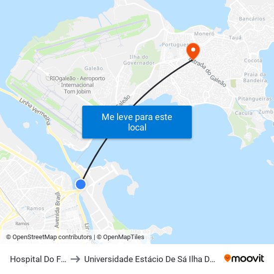 Hospital Do Fundão to Universidade Estácio De Sá Ilha Do Governador map