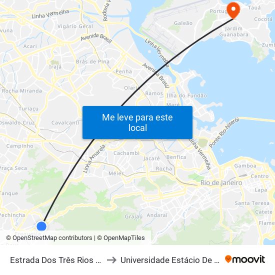 Estrada Dos Três Rios - Estrada Do Bananal to Universidade Estácio De Sá Ilha Do Governador map