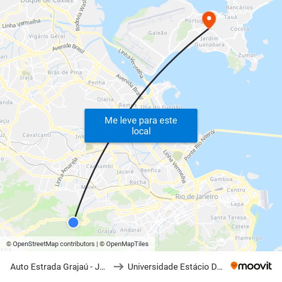 Auto Estrada Grajaú - Jacarepaguá, 4393-4751 to Universidade Estácio De Sá Ilha Do Governador map