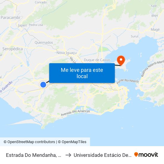 Estrada Do Mendanha, 316a (Banco Do Brasil) to Universidade Estácio De Sá Ilha Do Governador map