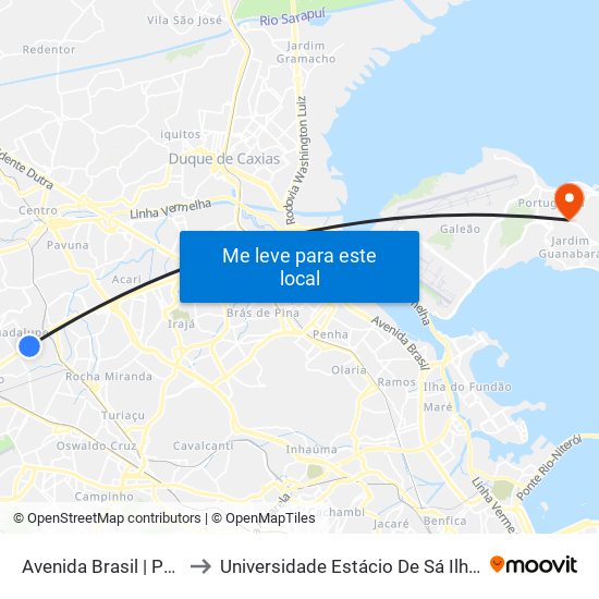 Avenida Brasil | Passarela 30 to Universidade Estácio De Sá Ilha Do Governador map