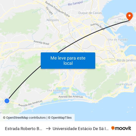 Estrada Roberto Burle Marx, 550 to Universidade Estácio De Sá Ilha Do Governador map