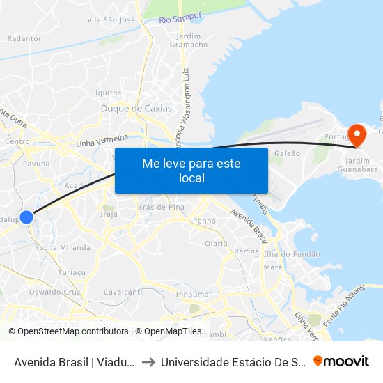 Avenida Brasil | Viaduto De Barros Filho to Universidade Estácio De Sá Ilha Do Governador map