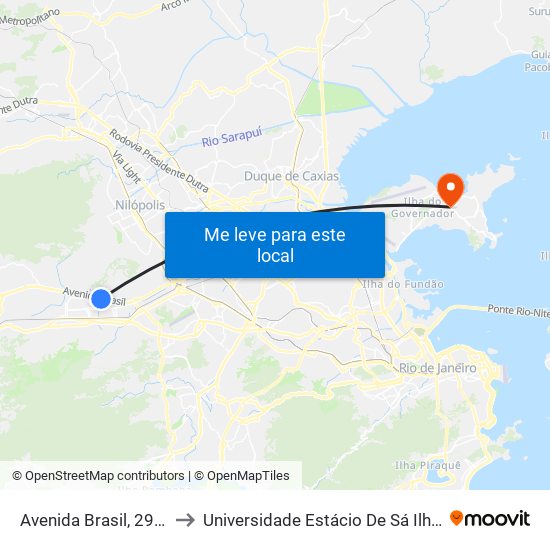 Avenida Brasil, 29704-29718 to Universidade Estácio De Sá Ilha Do Governador map