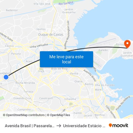 Avenida Brasil | Passarela Antigo Costazul Guadalupe to Universidade Estácio De Sá Ilha Do Governador map