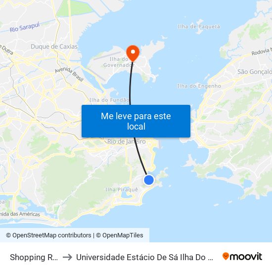 Shopping Riosul to Universidade Estácio De Sá Ilha Do Governador map
