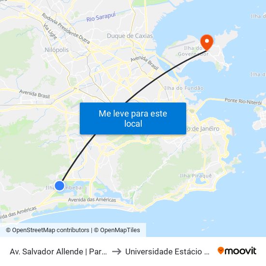 Av. Salvador Allende | Parque Dos Atletas | Riocentro to Universidade Estácio De Sá Ilha Do Governador map