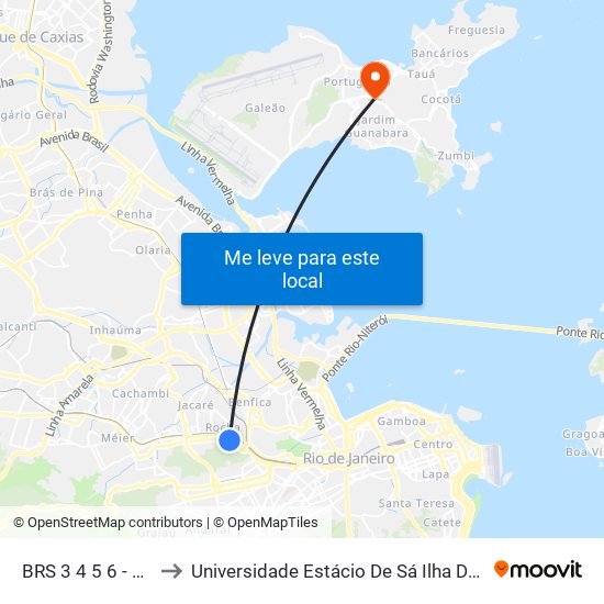 BRS 3 4 5 6 - Nazário to Universidade Estácio De Sá Ilha Do Governador map