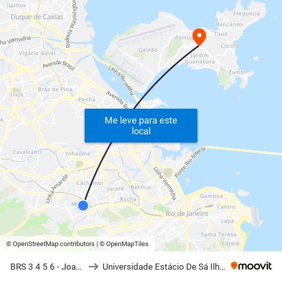 BRS 3 4 5 6 - Joaquim Méier to Universidade Estácio De Sá Ilha Do Governador map