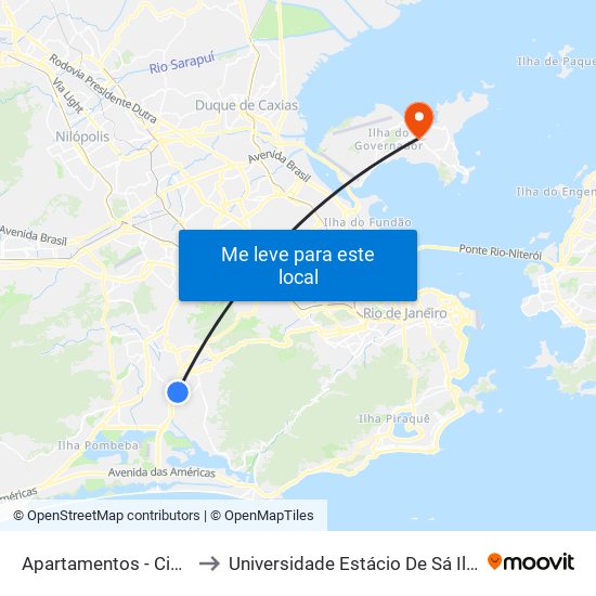Apartamentos - Cidade De Deus to Universidade Estácio De Sá Ilha Do Governador map