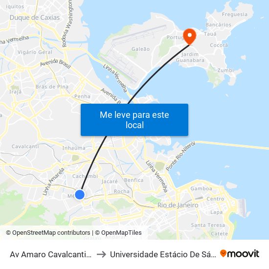 Av Amaro Cavalcanti - Estação Meier to Universidade Estácio De Sá Ilha Do Governador map
