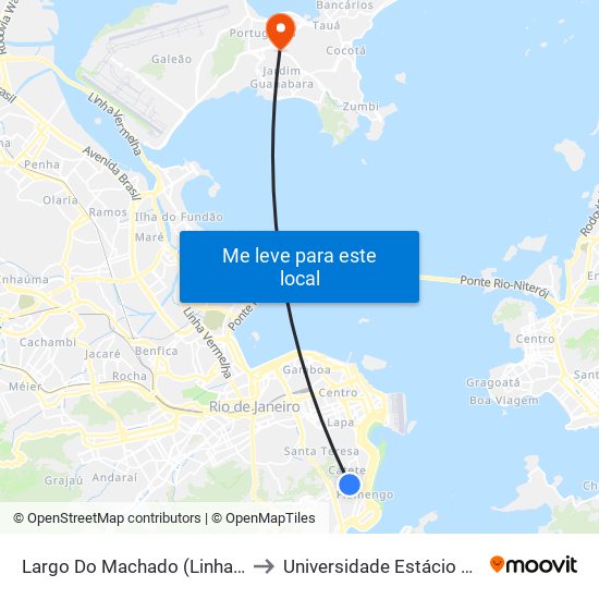 Largo Do Machado (Linhas Para Rua Das Laranjeiras) to Universidade Estácio De Sá Ilha Do Governador map