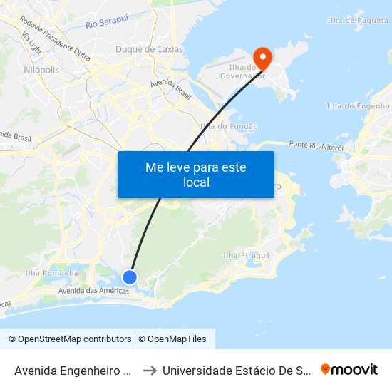 Avenida Engenheiro Souza Filho, 1206 to Universidade Estácio De Sá Ilha Do Governador map