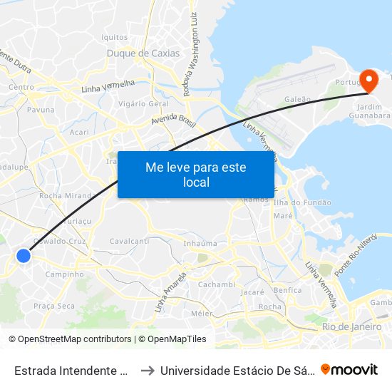 Estrada Intendente Magalhães, 1041 to Universidade Estácio De Sá Ilha Do Governador map