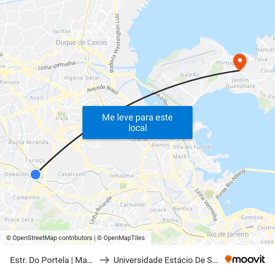 Estr. Do Portela | Madureira Shopping to Universidade Estácio De Sá Ilha Do Governador map