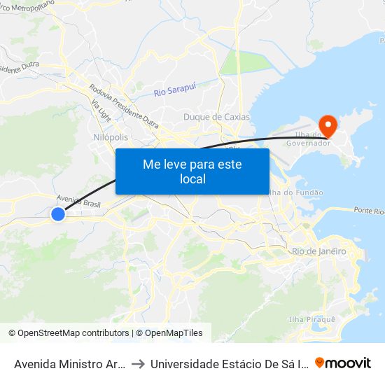 Avenida Ministro Ary Franco, 227 to Universidade Estácio De Sá Ilha Do Governador map