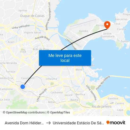 Avenida Dom Hélder Câmara, 10076 to Universidade Estácio De Sá Ilha Do Governador map