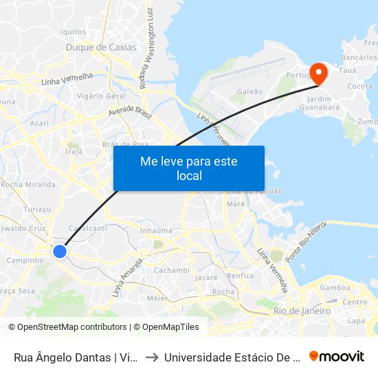 Rua Ângelo Dantas | Viaduto De Cascadura to Universidade Estácio De Sá Ilha Do Governador map
