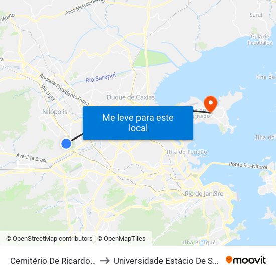 Cemitério De Ricardo De Albuquerque to Universidade Estácio De Sá Ilha Do Governador map