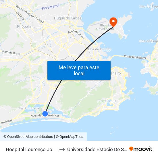 Hospital Lourenço Jorge | Museu Da Cbf to Universidade Estácio De Sá Ilha Do Governador map