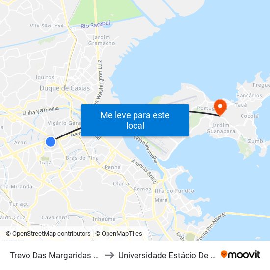 Trevo Das Margaridas / Shopping Via Brasil to Universidade Estácio De Sá Ilha Do Governador map