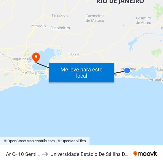Ar C- 10 Sentido Ida to Universidade Estácio De Sá Ilha Do Governador map
