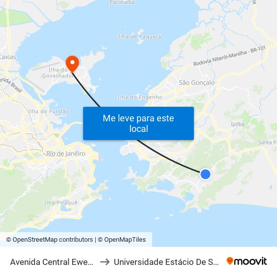Avenida Central Ewerton Xavier 2556 to Universidade Estácio De Sá Ilha Do Governador map