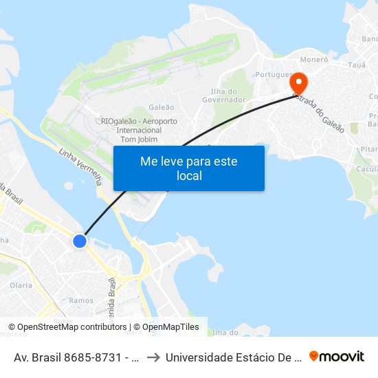 Av. Brasil 8685-8731 - Olaria Rio De Janeiro to Universidade Estácio De Sá Ilha Do Governador map