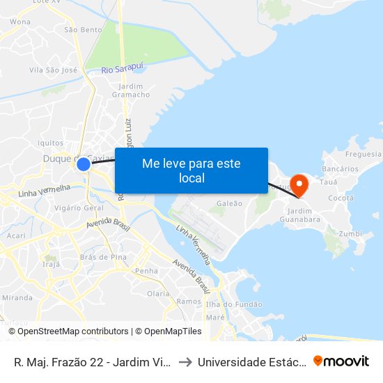 R. Maj. Frazão 22 - Jardim Vinte E Cinco De Agosto Duque De Caxias to Universidade Estácio De Sá Ilha Do Governador map