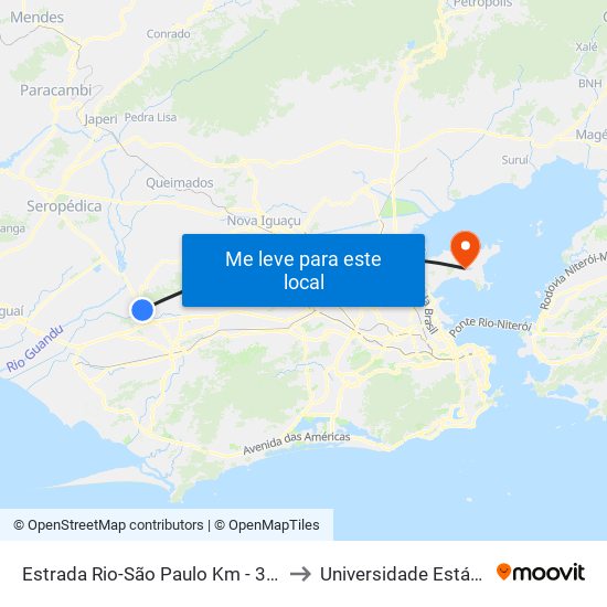 Estrada Rio-São Paulo Km - 32 Nova Iguaçu - Rio De Janeiro 26298 Brasil to Universidade Estácio De Sá Ilha Do Governador map