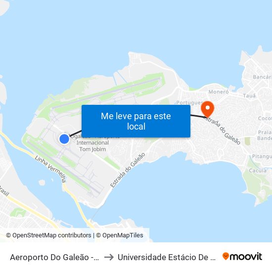 Aeroporto Do Galeão - Terminal 1 ✈ (Volta) to Universidade Estácio De Sá Ilha Do Governador map
