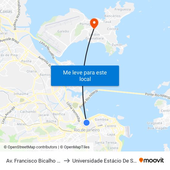 Av. Francisco Bicalho | Rodoviária Do Rio to Universidade Estácio De Sá Ilha Do Governador map