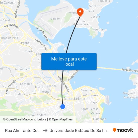 Rua Almirante Cochrane 18 to Universidade Estácio De Sá Ilha Do Governador map