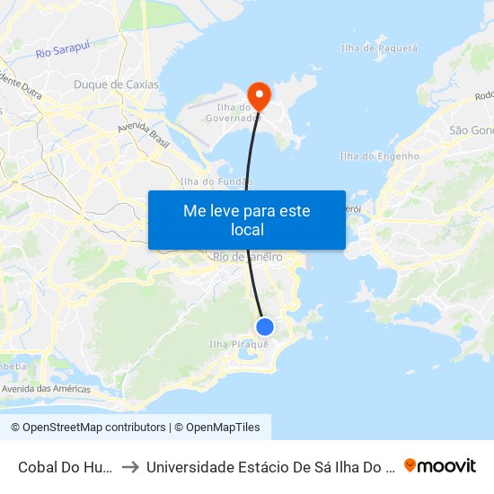Cobal Do Humaitá to Universidade Estácio De Sá Ilha Do Governador map