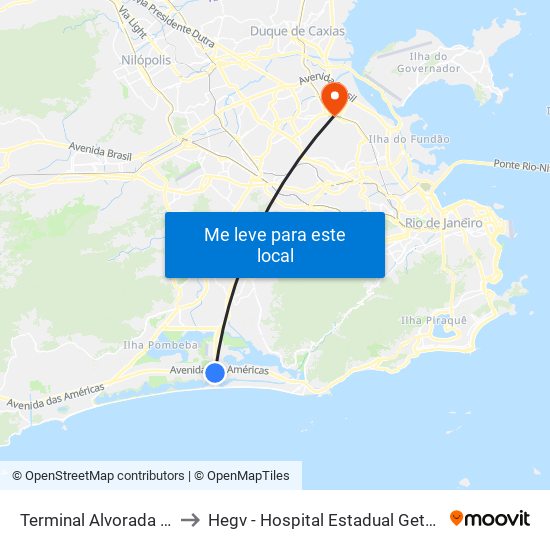 Terminal Alvorada - Plat. D to Hegv - Hospital Estadual Getúlio Vargas map