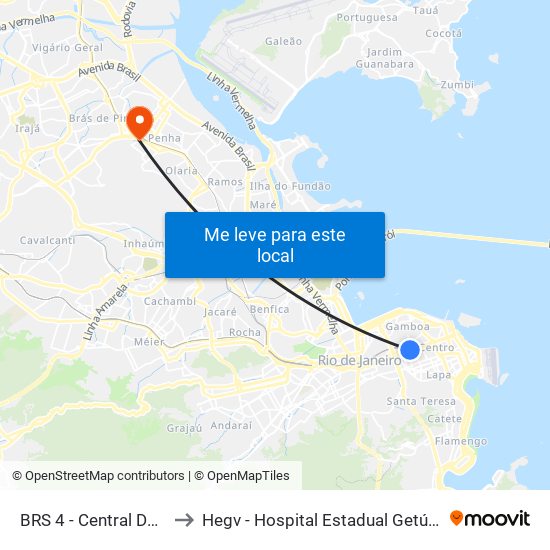 BRS 4 - Central Do Brasil to Hegv - Hospital Estadual Getúlio Vargas map