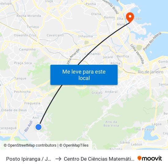 Posto Ipiranga / Jardim Clarice to Centro De Ciências Matemáticas E Da Natureza map