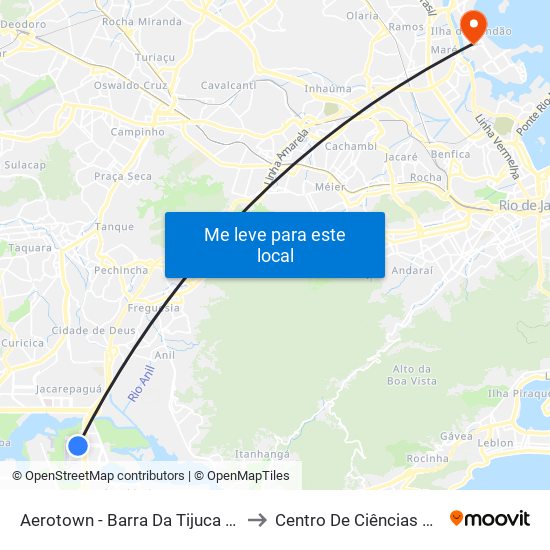 Aerotown - Barra Da Tijuca (Embarque E Desembarque - 1001) to Centro De Ciências Matemáticas E Da Natureza map
