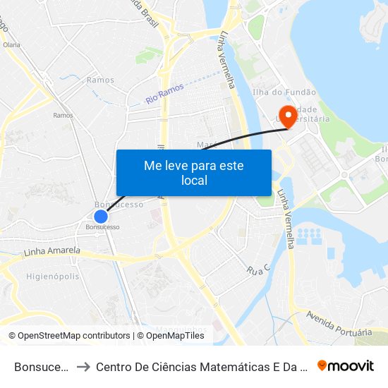 Bonsucesso to Centro De Ciências Matemáticas E Da Natureza map