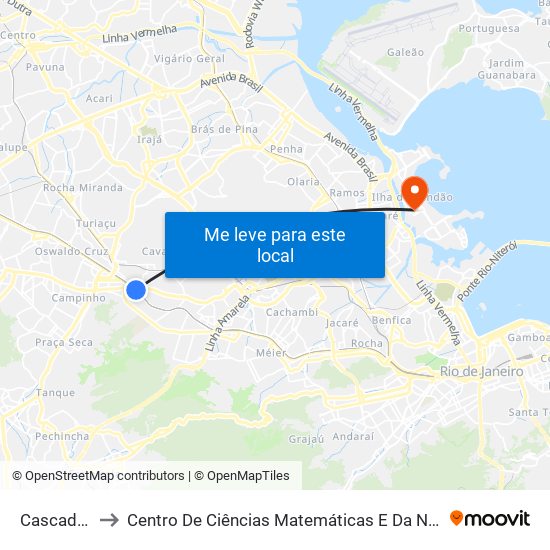 Cascadura to Centro De Ciências Matemáticas E Da Natureza map