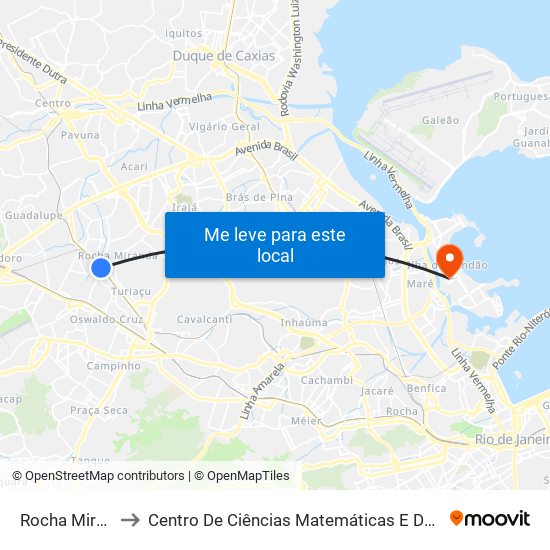 Rocha Miranda to Centro De Ciências Matemáticas E Da Natureza map