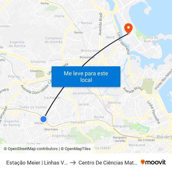 Estação Meier | Linhas Via Rua Amaro Cavalcanti to Centro De Ciências Matemáticas E Da Natureza map