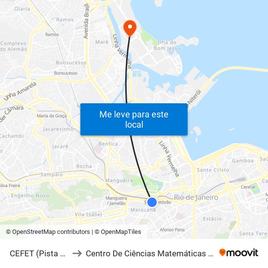 CEFET (Pista Central) to Centro De Ciências Matemáticas E Da Natureza map