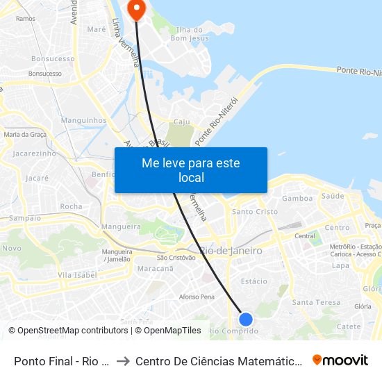 Ponto Final - Rio Comprido to Centro De Ciências Matemáticas E Da Natureza map