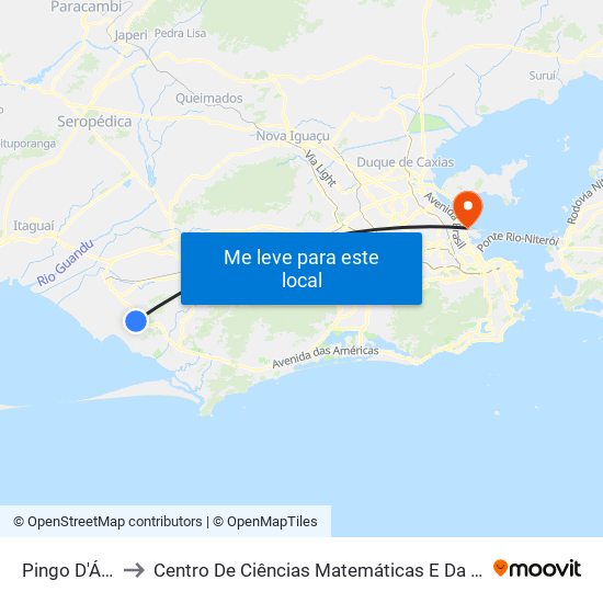Pingo D'Água to Centro De Ciências Matemáticas E Da Natureza map